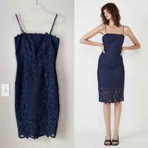 Bardot Navy Lina Lace Cocktail Dress Size 6/Small